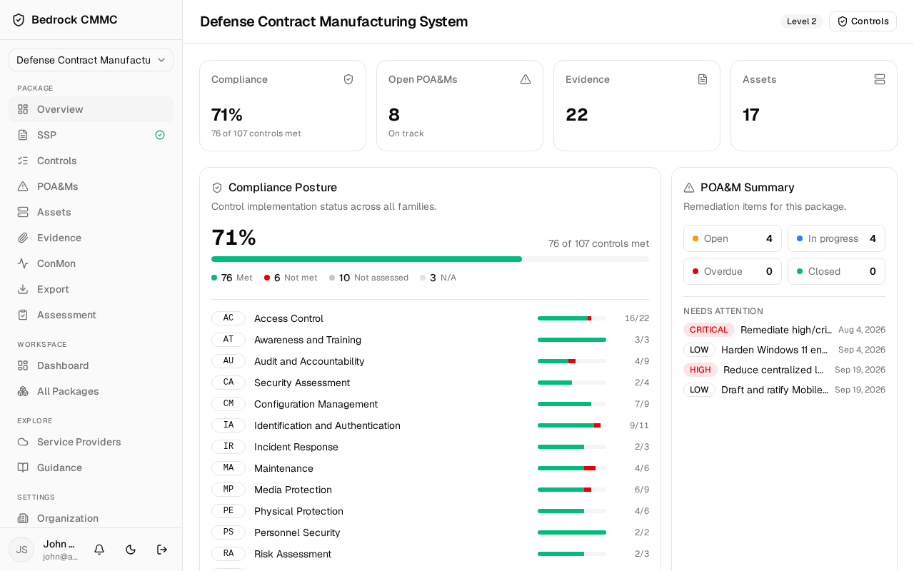 Package overview with the full sidebar showing Package, Workspace, Explore, and Settings sections