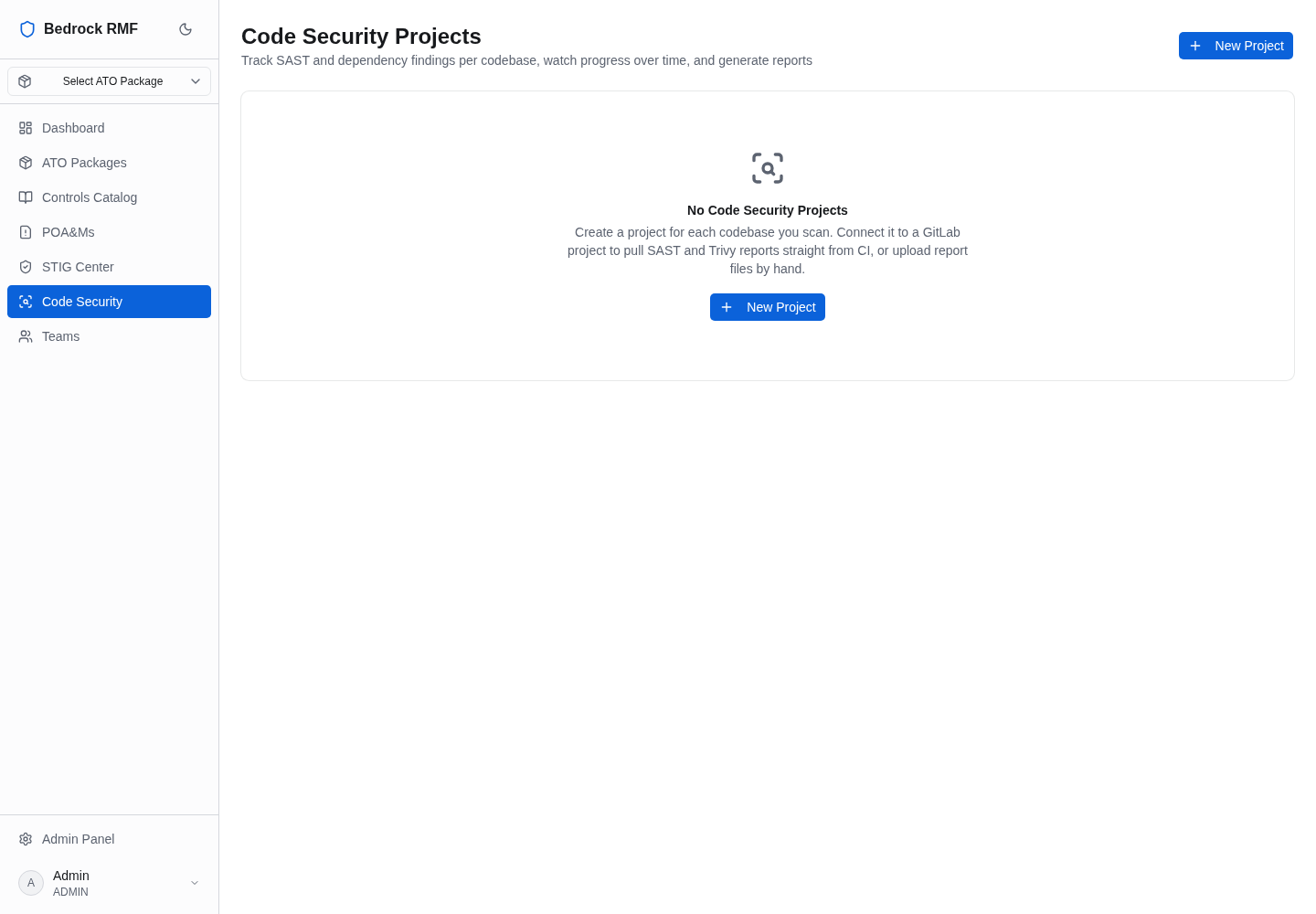 The Code Security projects list